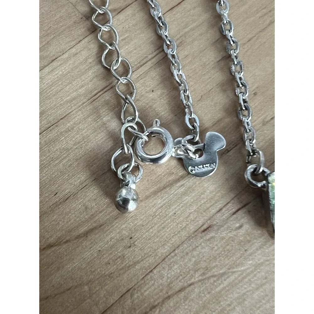 Disney Mickey Personalized Name Mia Silver Tone Pink Green Necklace 14-16